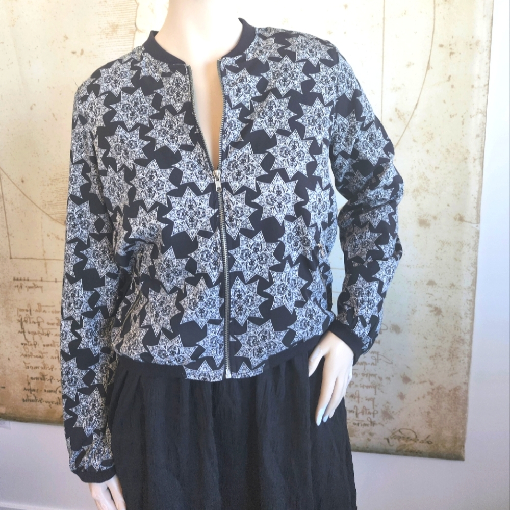 Women's Black and White Bomber Jacket